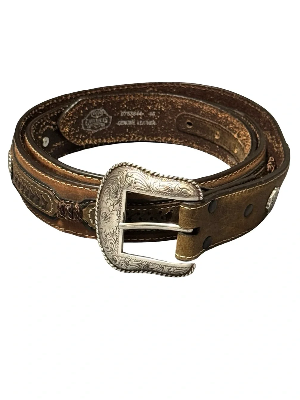 Cavendars Men’s Genuine Leather Western Cowboy Rodeo Brown Belt size 46
